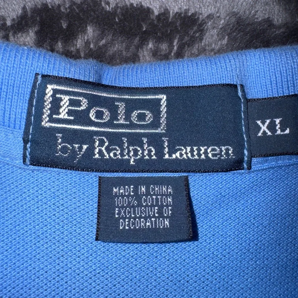 Polo Ralph Lauren Mens XL Blue Pique Cotton Short Sleeve Polo Yellow Pony Logo